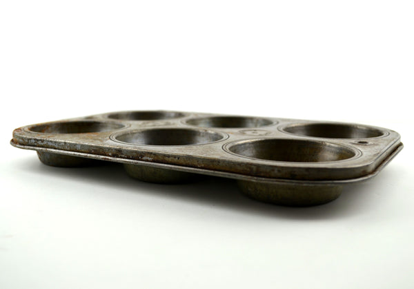 Vintage EKCO Chicago 6 Muffin Cupcake Baking Pan Tin 1 Inch Deep Cups