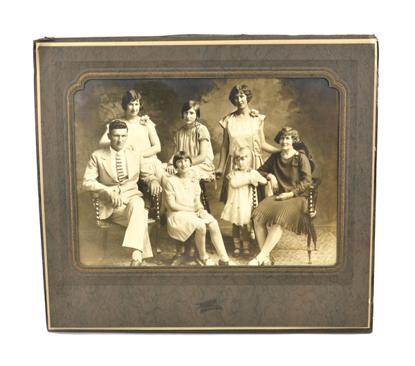 Vintage Family Photo Cardboard Frame Id'd Bruensbach Marysville Kansas