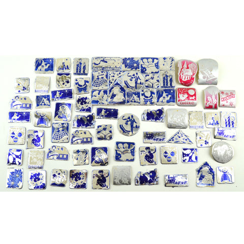 Vintage Foil Christmas Seals Lot of 70 Blue Red and Silver