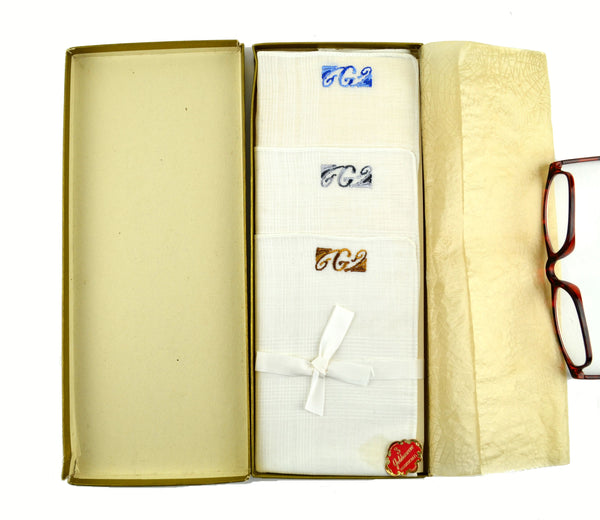 Vintage Goldenweve Men's Handkerchiefs Monogram G Set of 3 in Box