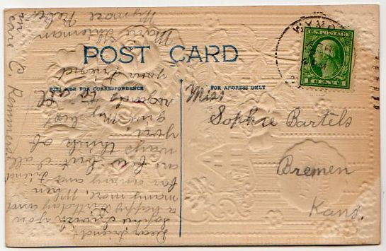 Vintage Greetings Postcard Airbrushed Pink Flowers