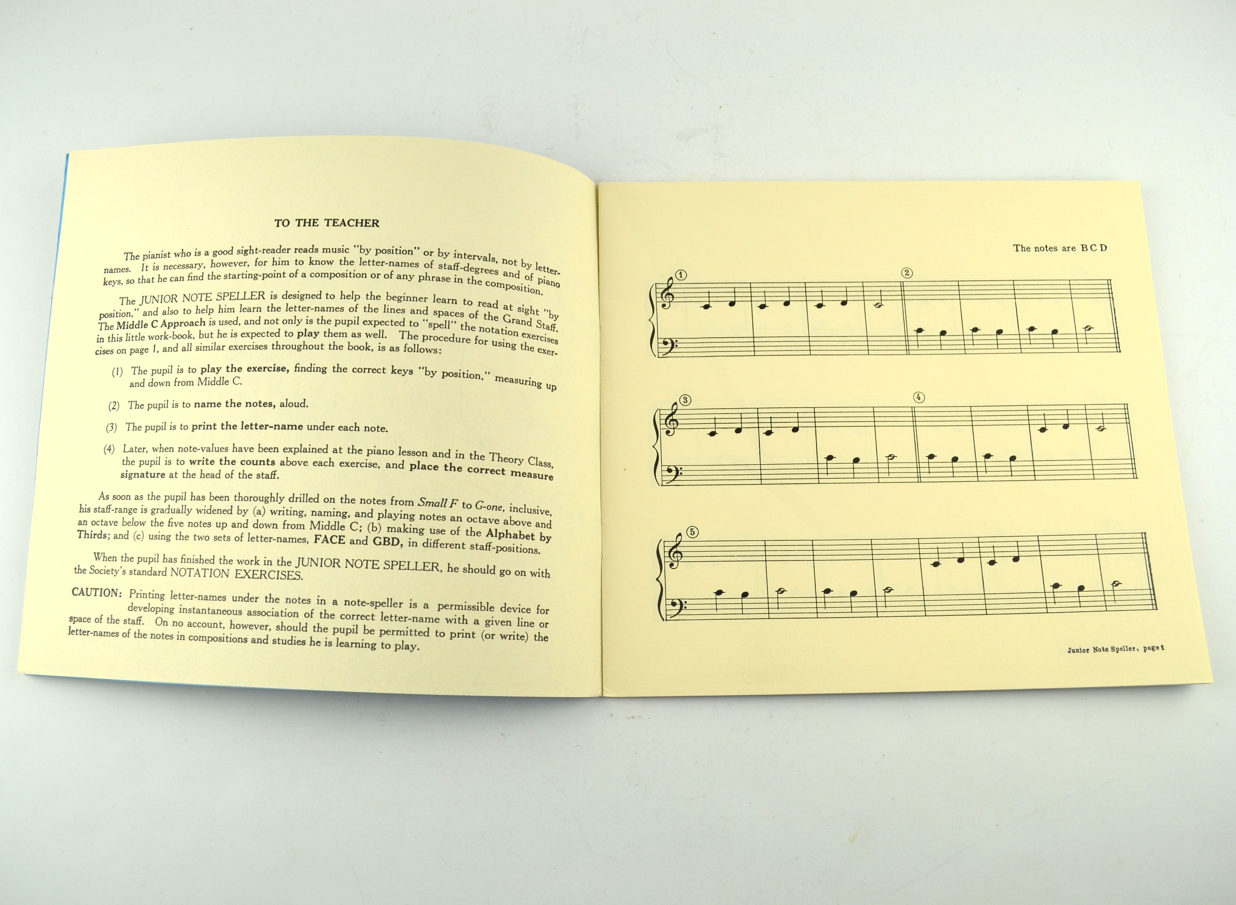 Vintage Junior Note Speller L M Dodd 1949 Piano Music Lesson Book