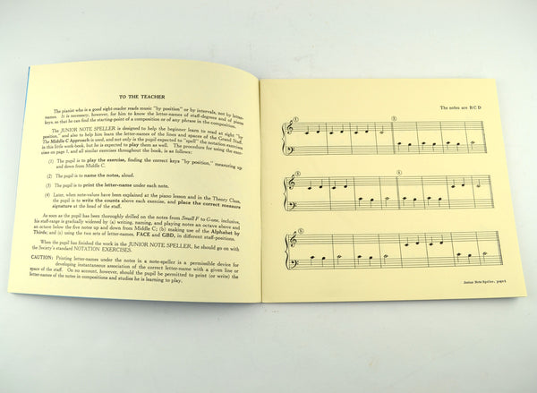 Vintage Junior Note Speller L M Dodd 1949 Piano Music Lesson Book