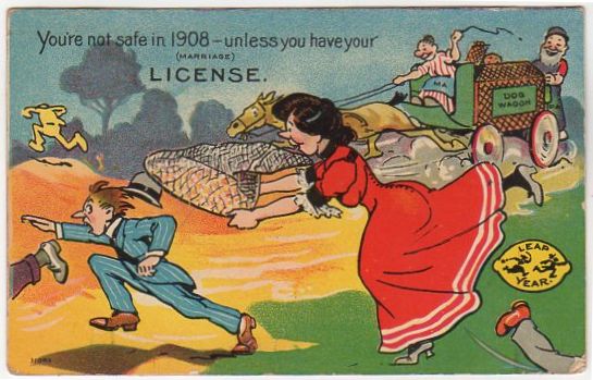 Vintage Leap Year Postcard 1908 Humorous Cartoon Funny Comic Romance