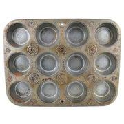Vintage Muffin Cupcake Baking Tin 12 Round Aged Rusty Food Photography Prop - Avid Vintage