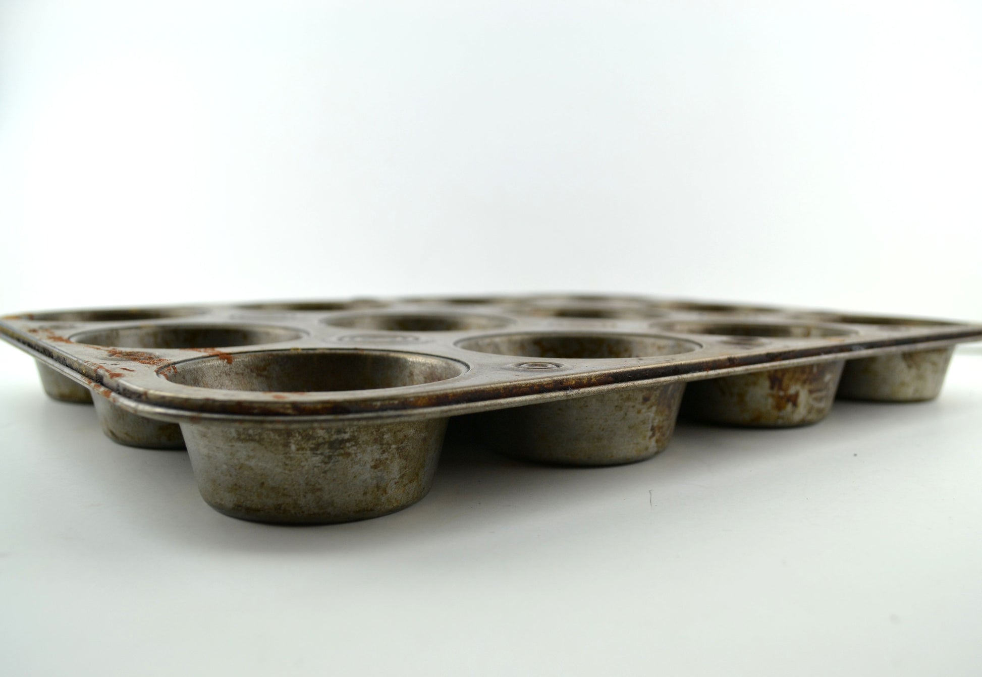 Vintage Muffin Cupcake Baking Tin 12 Round Aged Rusty Food Photography Prop - Avid Vintage