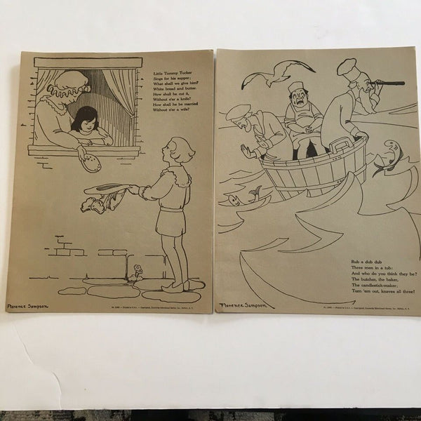 Vintage Patchwork School Posters from Mother Goose 12x9 Florence Sampson 2065