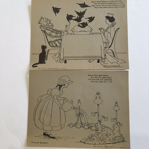 Vintage Patchwork School Posters from Mother Goose 12x9 Florence Sampson 2065