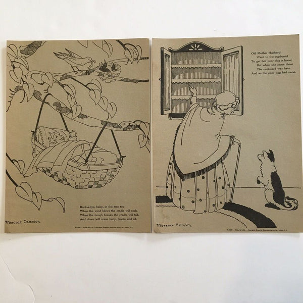 Vintage Patchwork School Posters from Mother Goose 12x9 Florence Sampson 2065