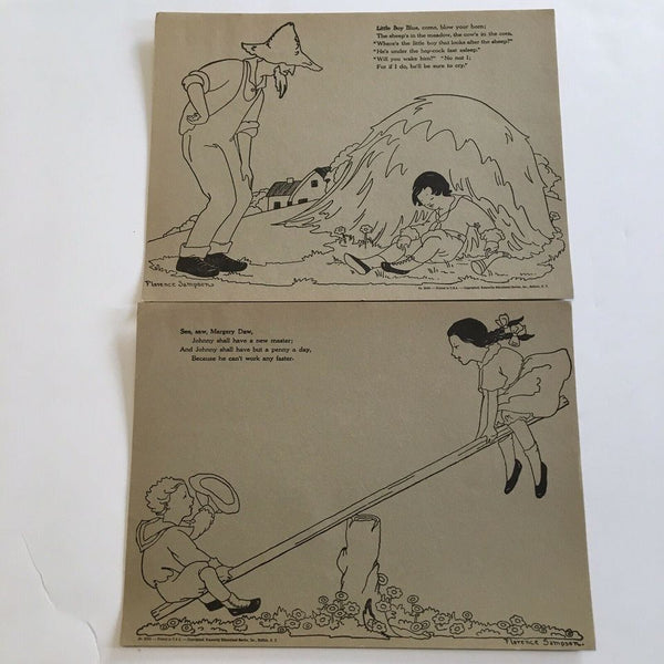 Vintage Patchwork School Posters from Mother Goose 12x9 Florence Sampson 2065