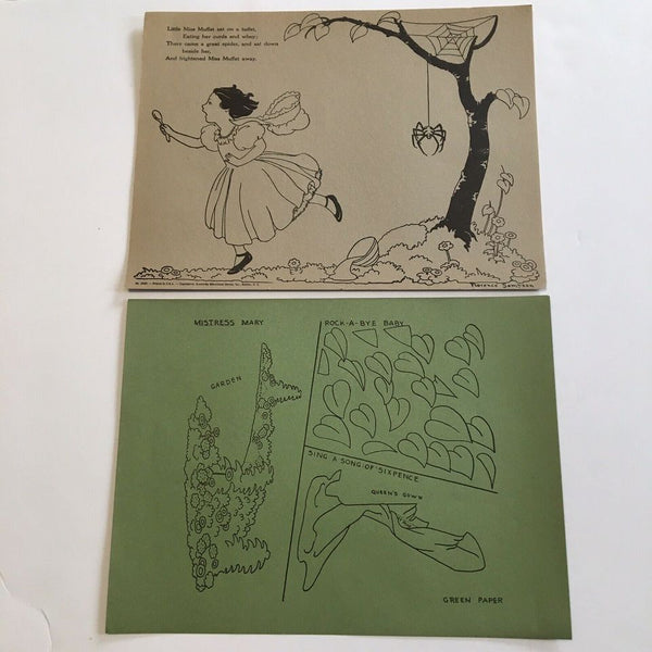 Vintage Patchwork School Posters from Mother Goose 12x9 Florence Sampson 2065