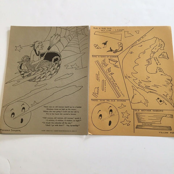 Vintage Patchwork School Posters from Mother Goose 12x9 Florence Sampson 2065