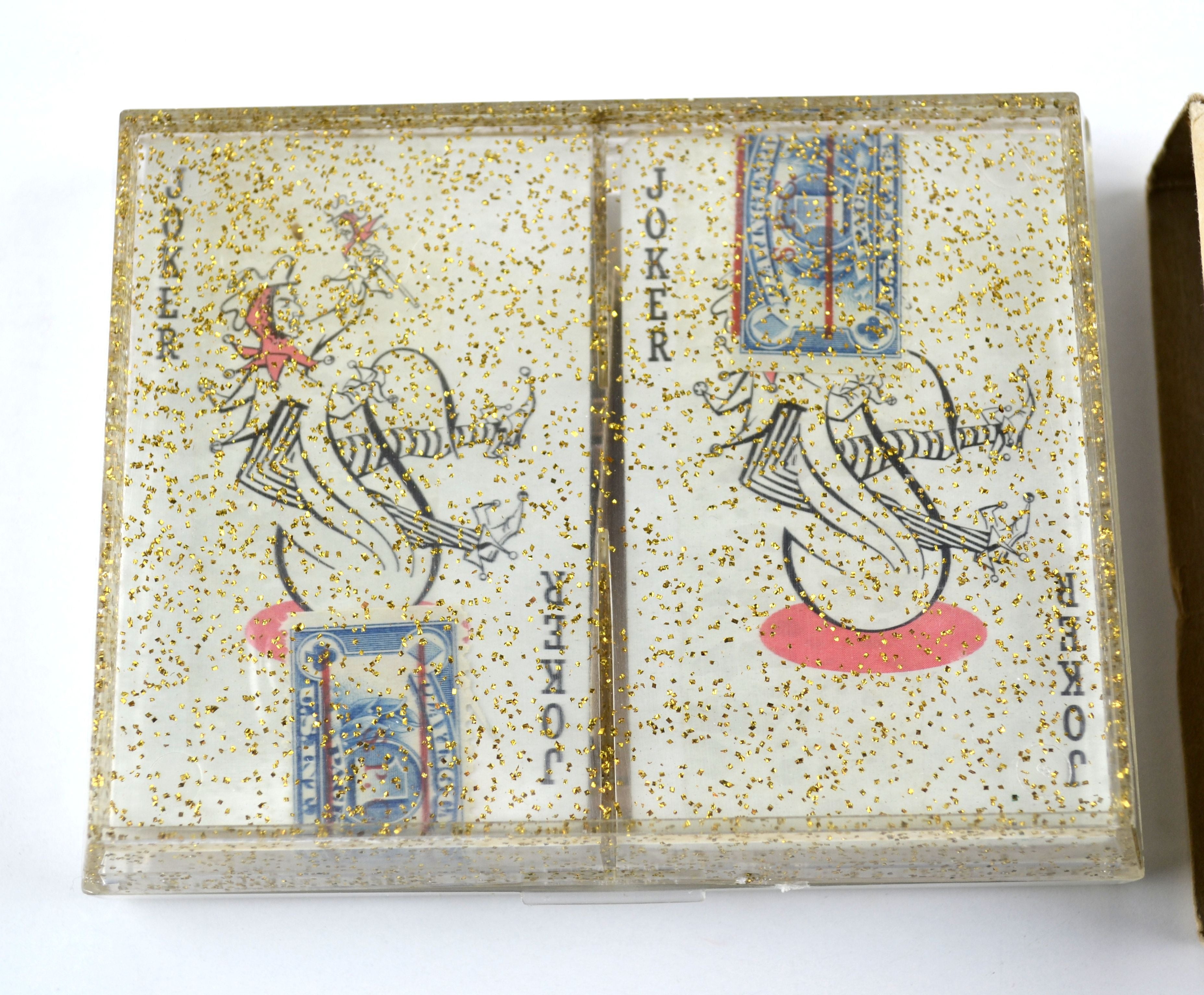 Vintage Playing Cards Stancraft Bridge Forest Flowers Sealed Decks Gold Speckled Case - Avid Vintage