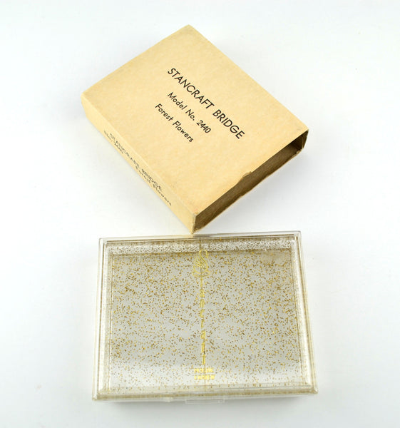 Vintage Playing Cards Stancraft Bridge Forest Flowers Sealed Decks Gold Speckled Case - Avid Vintage