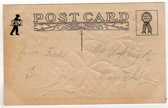 Vintage Postcard Good Wishes Purple Violets Metallic Gold