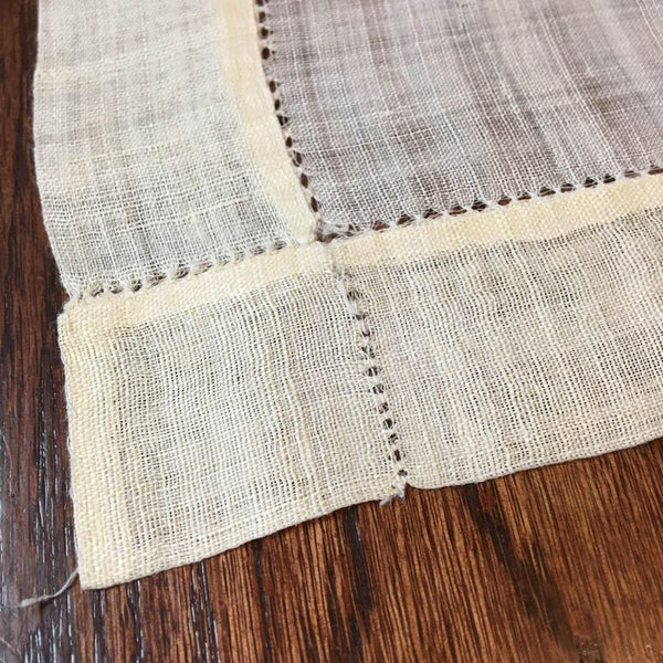 Vintage Table Topper Square Hand Embroidered Boats Water Scene Sailing