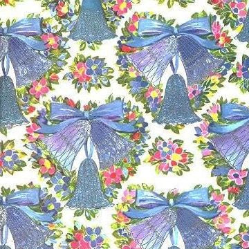 Vintage 1960s Wedding Wrapping Paper Embossed Silver Bells Gift Wrap