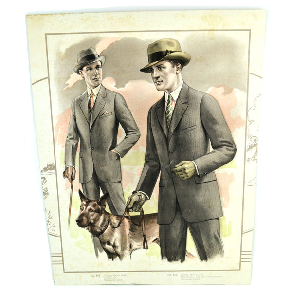 Vintage 1924 M Born & Company Mens Tailor Catalog Fashion Illustration Page - Avid Vintage