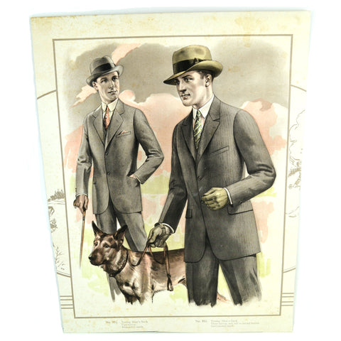 Vintage 1924 M Born & Company Mens Tailor Catalog Fashion Illustration Page - Avid Vintage