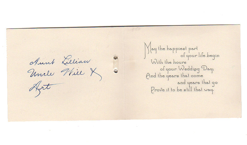 Vintage 1930s Art Deco Wedding Card Peace Lily and Pink Roses Large Bell - Avid Vintage