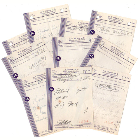 Vintage 1940s Handwritten Pharmacy Prescriptions Lot of 10 - Avid Vintage