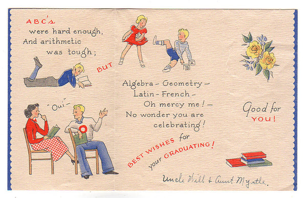 Vintage 1950s High School Graduation Card Teenagers Dancing - Avid Vintage