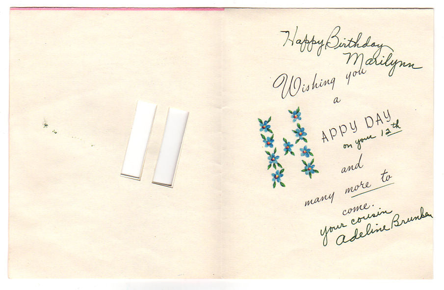 Vintage 1950s Kitten Birthday Card Hello Greeting - Avid Vintage