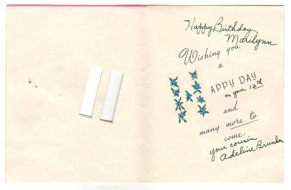 Vintage 1950s Kitten Birthday Card Hello Greeting - Avid Vintage