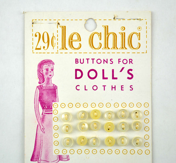 Vintage Le Chic Buttons for Doll's Clothes 18 on Card 2 Hole Size 8 - Avid Vintage