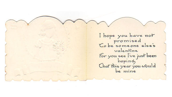 Vintage 1920s Art Deco Valentine Card Little Girl with Bouquet of Flowers - Avid Vintage