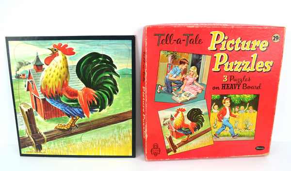 Vintage Whitman Picture Puzzles 4414 Boxed Set of 3 Rooster and Children - Avid Vintage