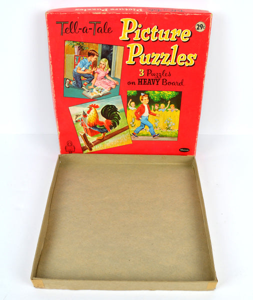 Vintage Whitman Picture Puzzles 4414 Boxed Set of 3 Rooster and Children - Avid Vintage