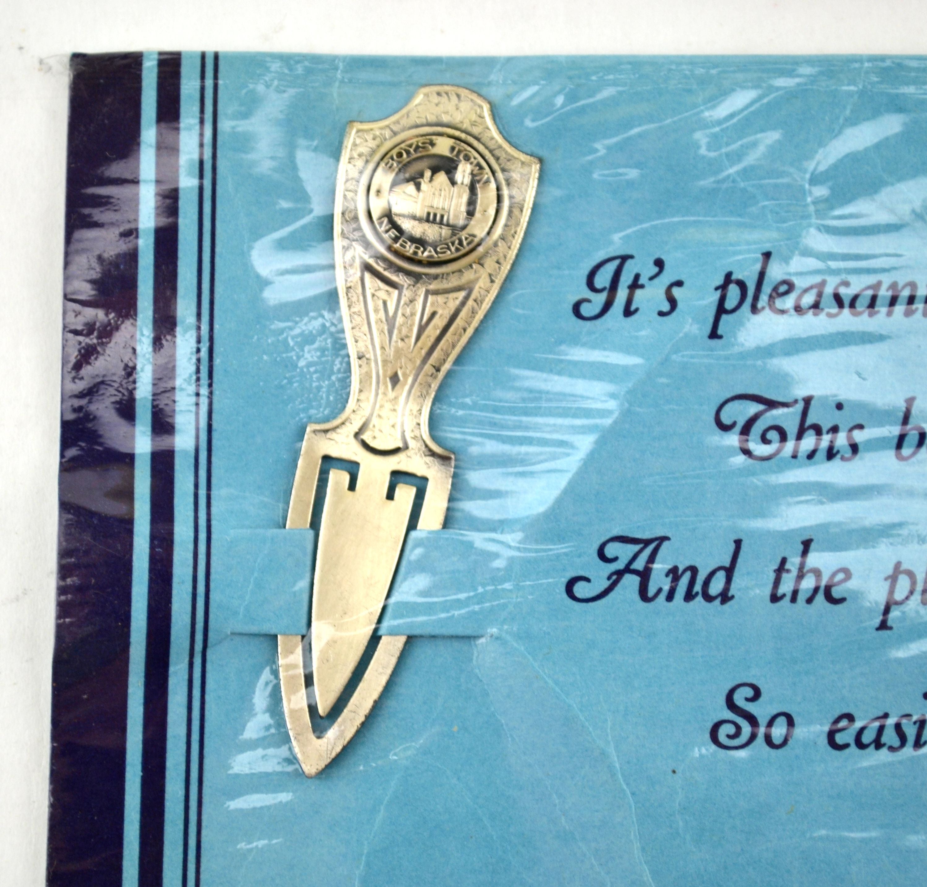 Vintage Metal Bookmark Boys Town Nebraska on Original Card - Avid Vintage