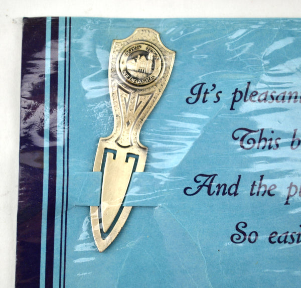 Vintage Metal Bookmark Boys Town Nebraska on Original Card - Avid Vintage