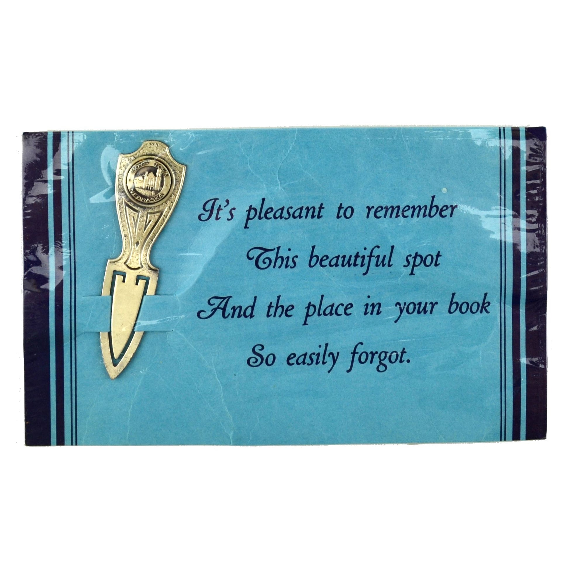 Vintage Metal Bookmark Boys Town Nebraska on Original Card - Avid Vintage