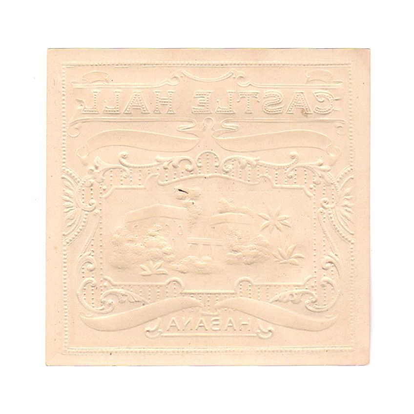 Vintage Cigar Label Castle Hall Embossed Paper Gold Metallic Accents - Avid Vintage
