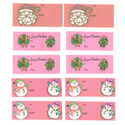 Vintage Christmas Present Name Tags Unused Lot of 10 Pink Snowmen, Candy Canes, Santa - Avid Vintage