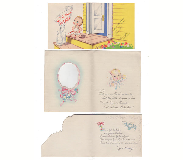Vintage 1940s Used Congratulation on New Baby Greeting Cards Lot of 6 - Avid Vintage