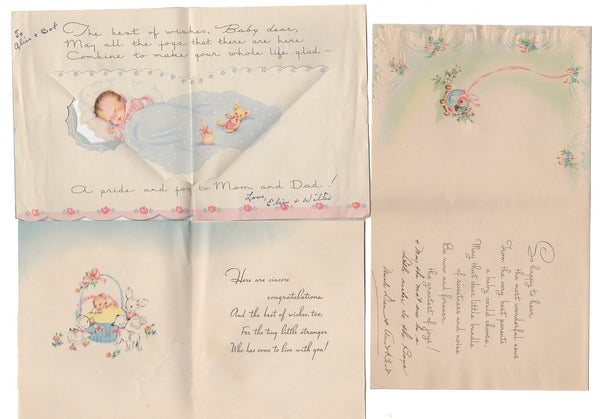 Vintage 1940s Used Congratulation on New Baby Greeting Cards Lot of 6 - Avid Vintage