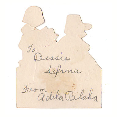 Vintage Die Cut Valentine Card 1930s Little Boy and Girl with Flower Bouquet - Avid Vintage