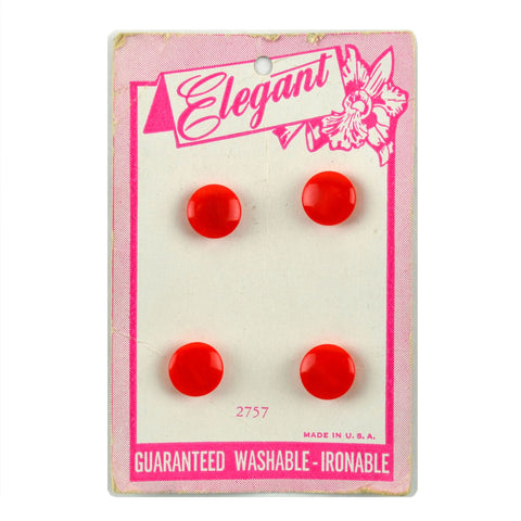 Vintage Elegant Red Carded Shank Buttons 4 on Card No 2757 - Avid Vintage