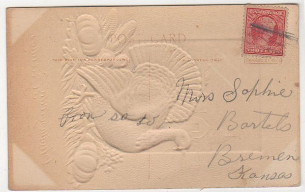 Vintage Embossed Thanksgiving Turkey Postcard Barn Pumpkins Corn - Avid Vintage