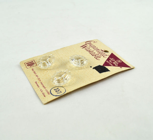 Vintage Le Chic Clear Crystal Carded Buttons 3 on Card No 5067 Size 30 - Avid Vintage