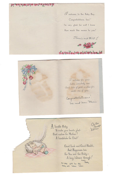 Vintage 1950s New Baby Congratulation Greeting Cards Lot of 6 All Used - Avid Vintage