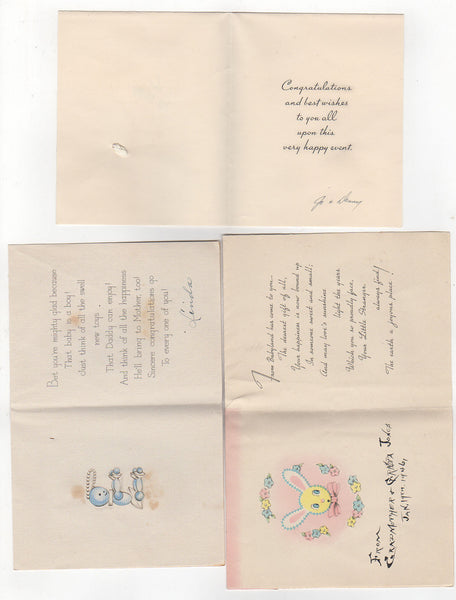 Vintage 1950s New Baby Congratulation Greeting Cards Lot of 6 All Used - Avid Vintage