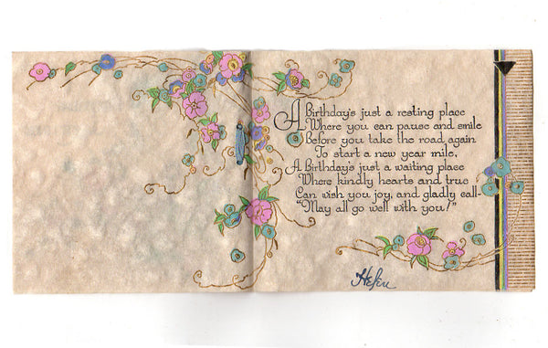 Vintage Rust Craft 1930s Art Deco Brithday Card Cottage and Winding Path - Avid Vintage