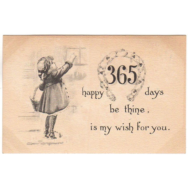 Vintage Samson Bros New Year Postcard Happy 365 Days Sweet Girl Unused - Avid Vintage