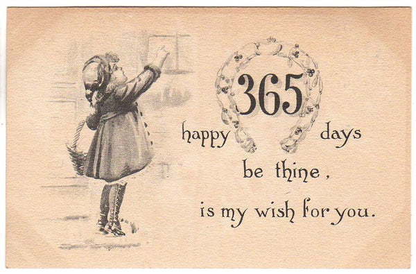 Vintage Samson Bros New Year Postcard Happy 365 Days Sweet Girl Unused - Avid Vintage
