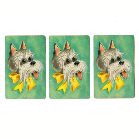 Vintage Terrier Dog in Yellow Bow Single Swap Playing Cards Lot of 3 - Avid Vintage