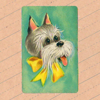 Vintage Terrier Dog in Yellow Bow Single Swap Playing Cards Lot of 3 - Avid Vintage